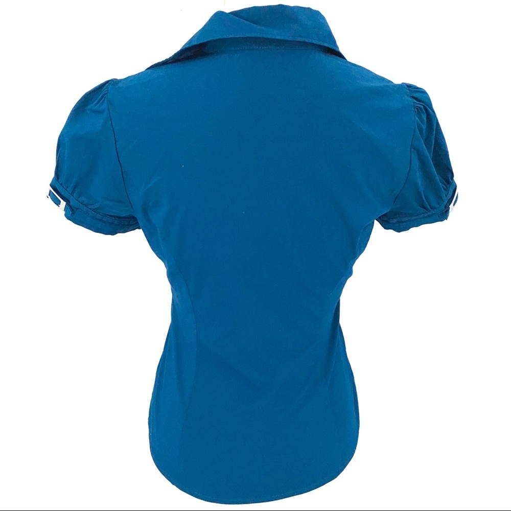 Express Design Studio Blue Button Down Top - image 5